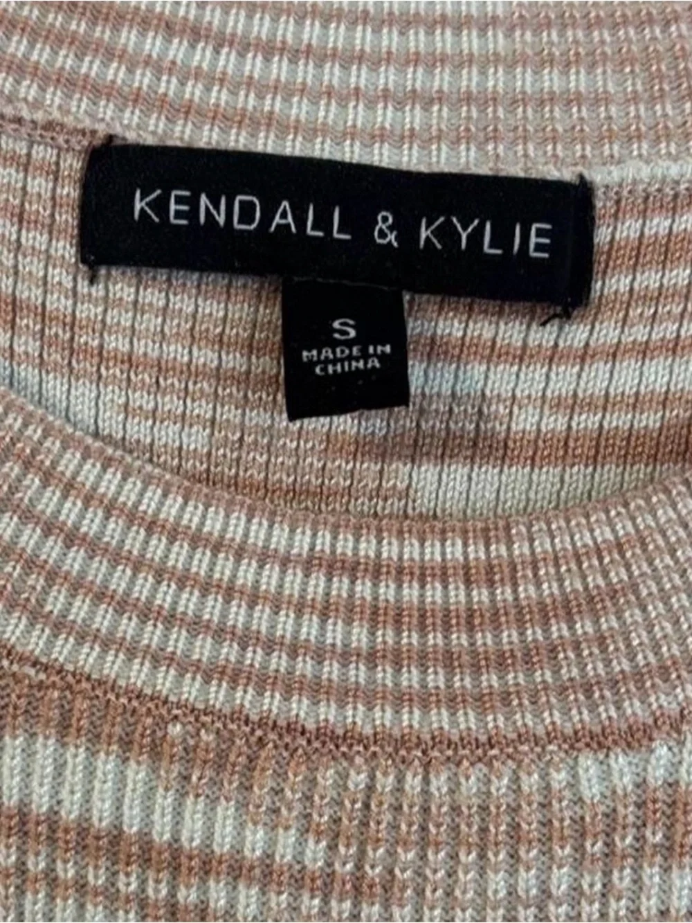 Kendall & Kylie Cream/White Striped Knit Tank Dress